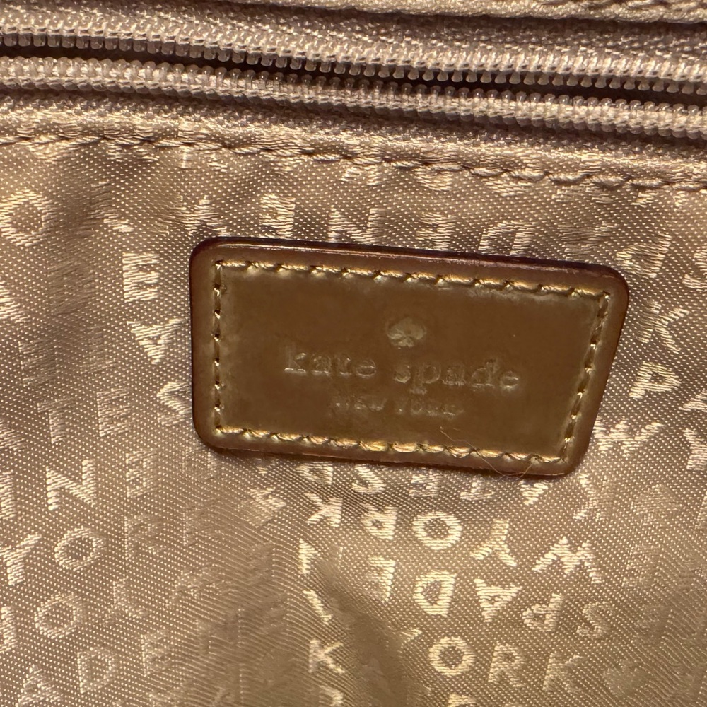 Retro Kate Spade New York Gold Metallic Tote Bag Purse RARE Handbag - Picture 2 of 16